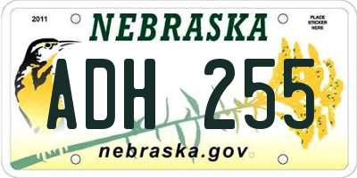 NE license plate ADH255