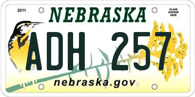 NE license plate ADH257