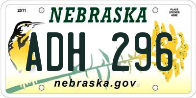 NE license plate ADH296