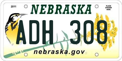 NE license plate ADH308