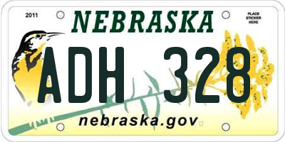 NE license plate ADH328