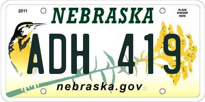 NE license plate ADH419