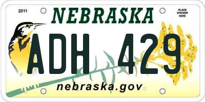 NE license plate ADH429