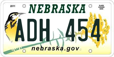 NE license plate ADH454