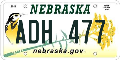 NE license plate ADH477