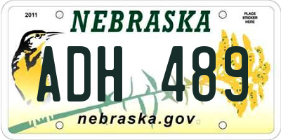NE license plate ADH489