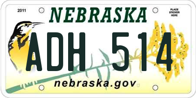 NE license plate ADH514