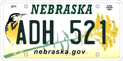 NE license plate ADH521