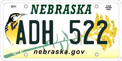 NE license plate ADH522