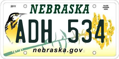 NE license plate ADH534