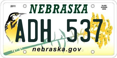 NE license plate ADH537