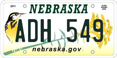 NE license plate ADH549