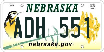 NE license plate ADH551