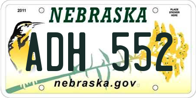 NE license plate ADH552