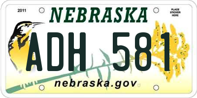 NE license plate ADH581