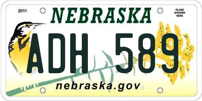 NE license plate ADH589