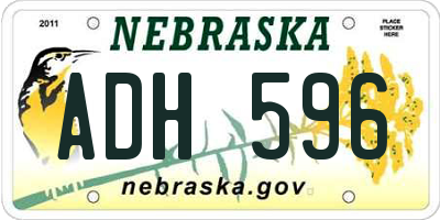 NE license plate ADH596