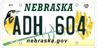 NE license plate ADH604