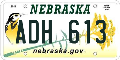 NE license plate ADH613