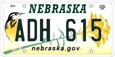 NE license plate ADH615