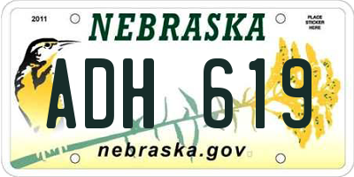 NE license plate ADH619