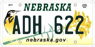 NE license plate ADH622