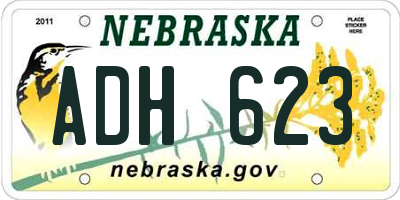 NE license plate ADH623