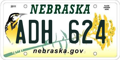 NE license plate ADH624