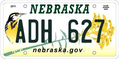 NE license plate ADH627