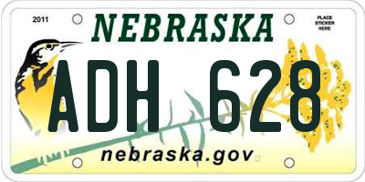 NE license plate ADH628