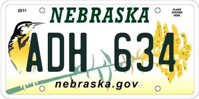 NE license plate ADH634