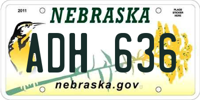 NE license plate ADH636