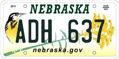 NE license plate ADH637