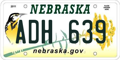 NE license plate ADH639