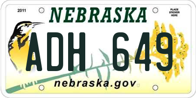 NE license plate ADH649