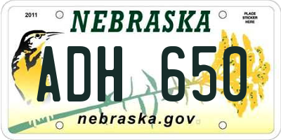 NE license plate ADH650