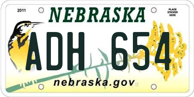 NE license plate ADH654