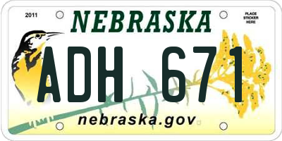 NE license plate ADH671