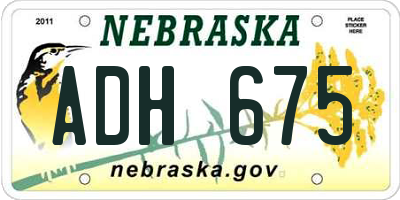 NE license plate ADH675