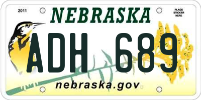 NE license plate ADH689