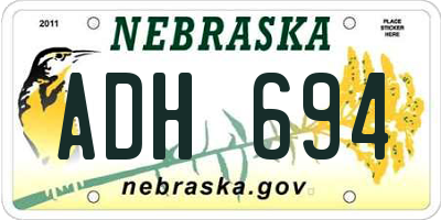 NE license plate ADH694