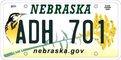 NE license plate ADH701