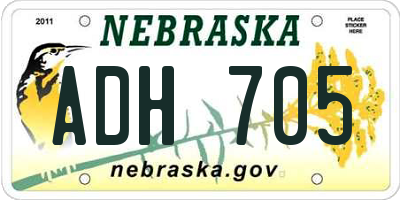 NE license plate ADH705