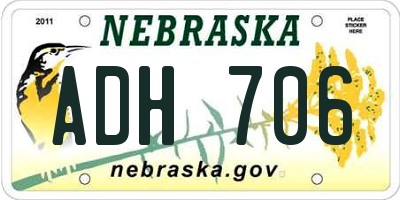 NE license plate ADH706