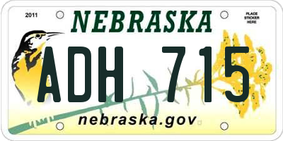 NE license plate ADH715