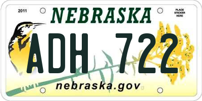 NE license plate ADH722