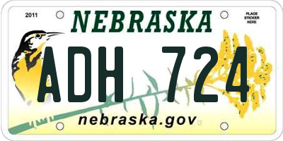 NE license plate ADH724