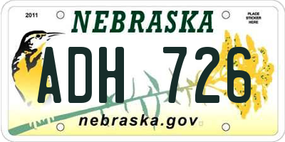 NE license plate ADH726