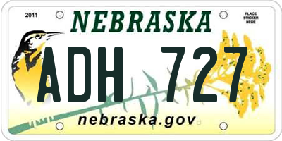 NE license plate ADH727