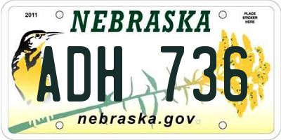 NE license plate ADH736